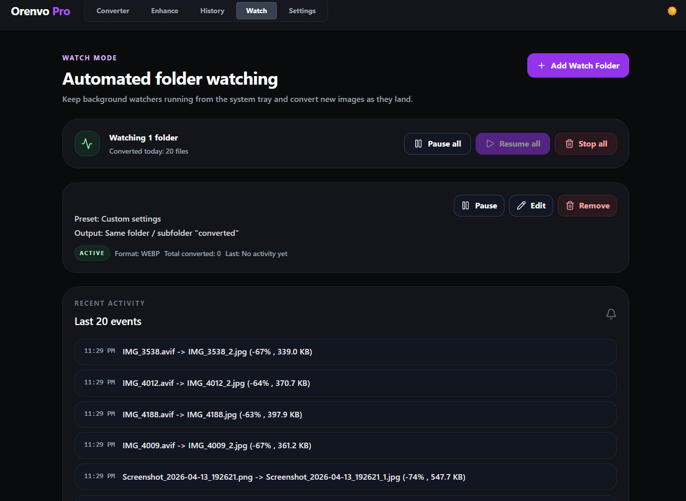 Watch Mode automation preview
